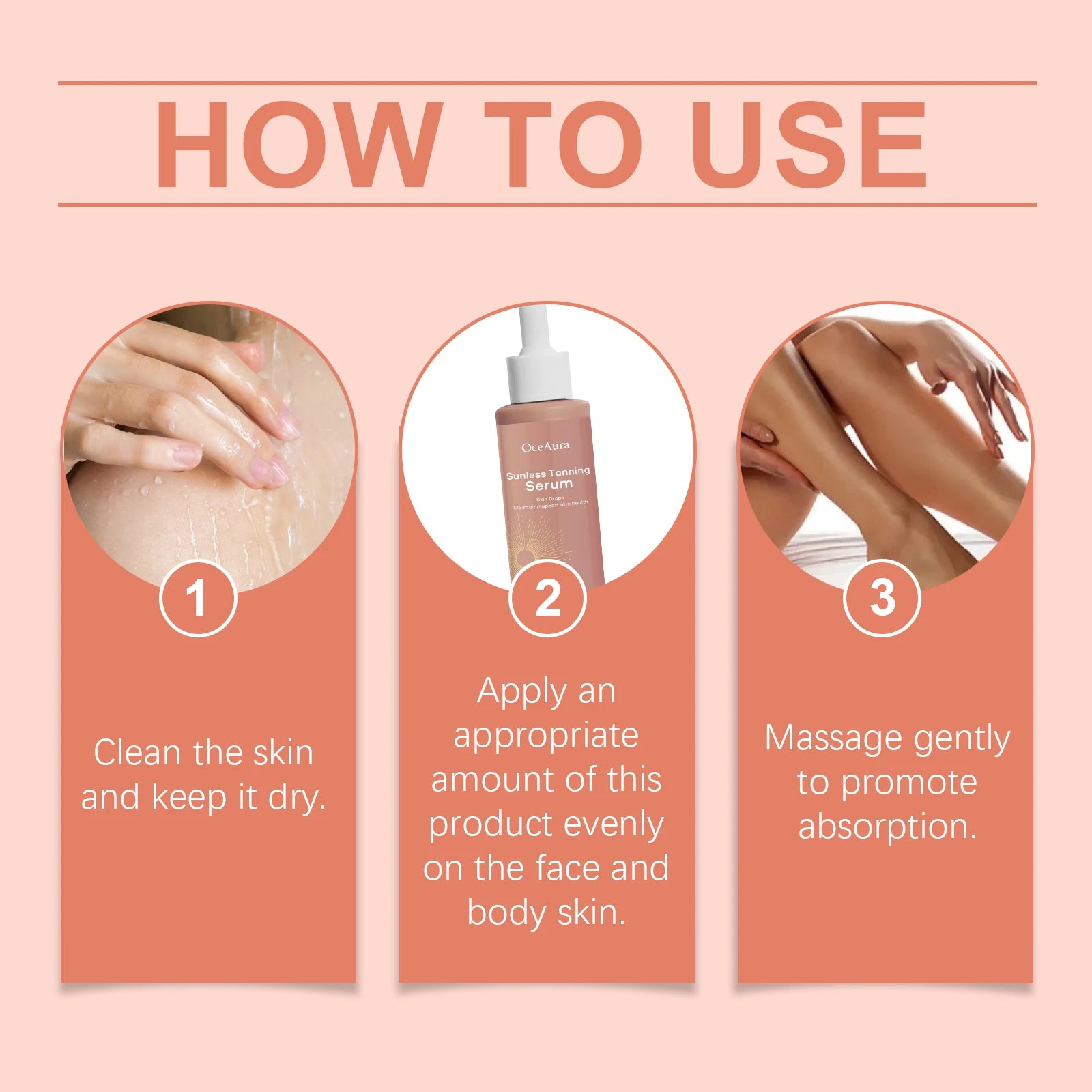 Sérum d’eau autobronzante pour le visage, le corps, la peau