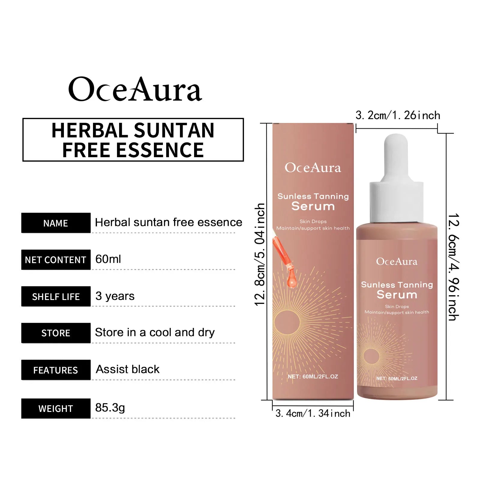 Sérum d’eau autobronzante pour le visage, le corps, la peau