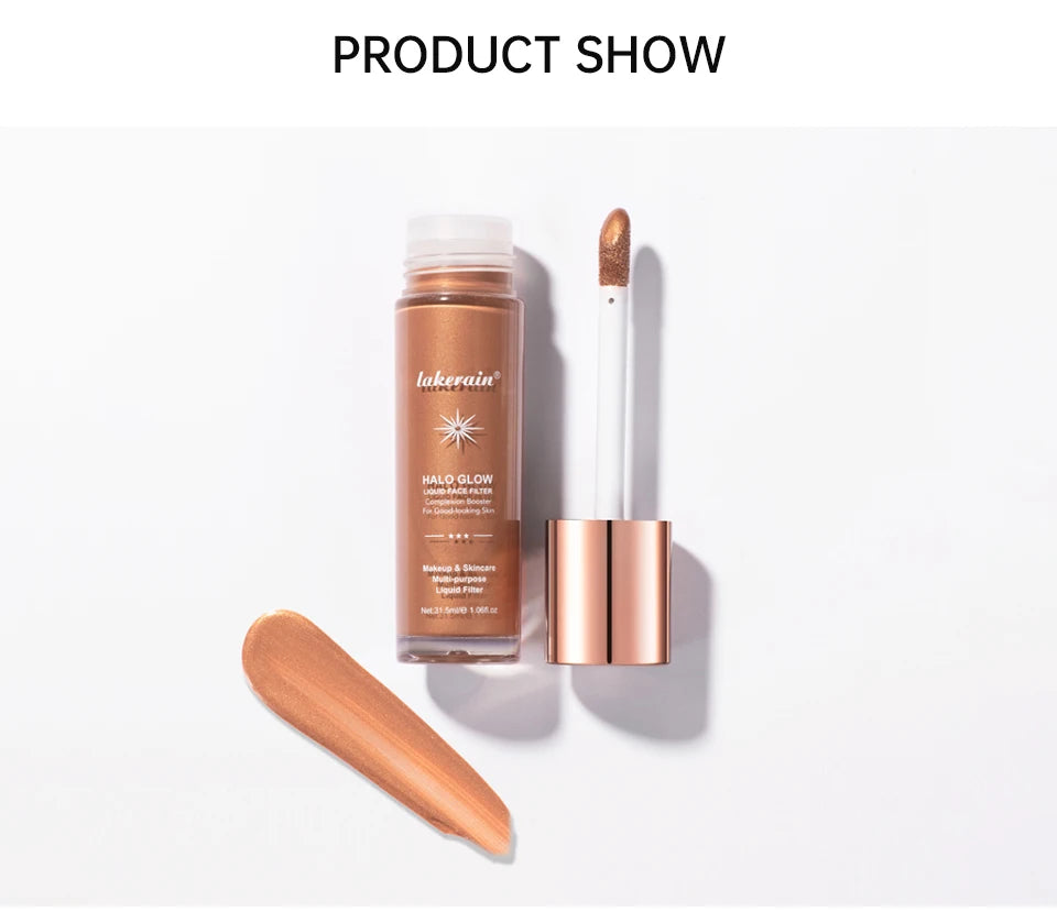 Enlumineur Liquide pour le Visage, Contouring, Illuminateur Pailleté, Illuminateur de Teint, Bronzer, Éclat pour Corps et Visage