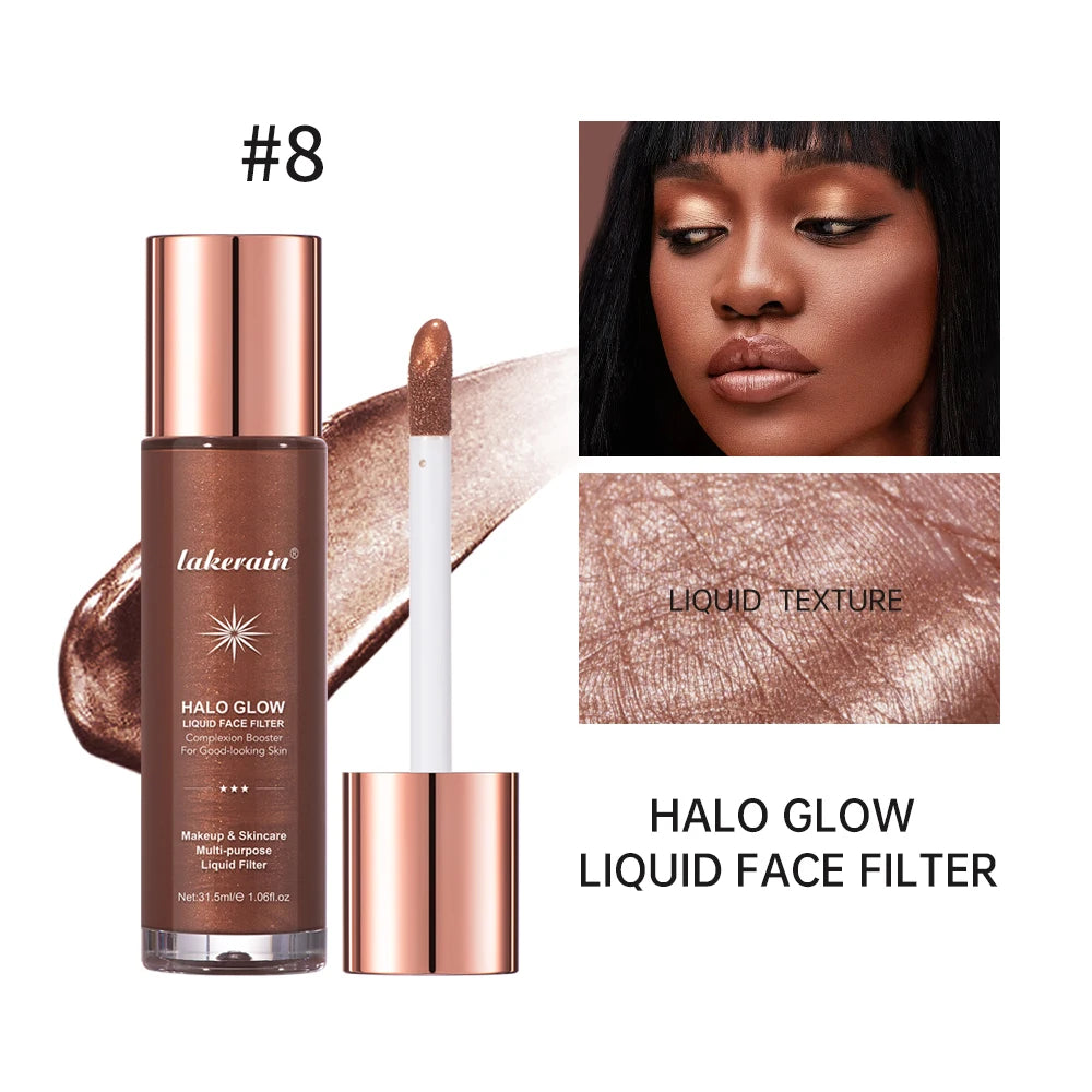 Enlumineur Liquide pour le Visage, Contouring, Illuminateur Pailleté, Illuminateur de Teint, Bronzer, Éclat pour Corps et Visage