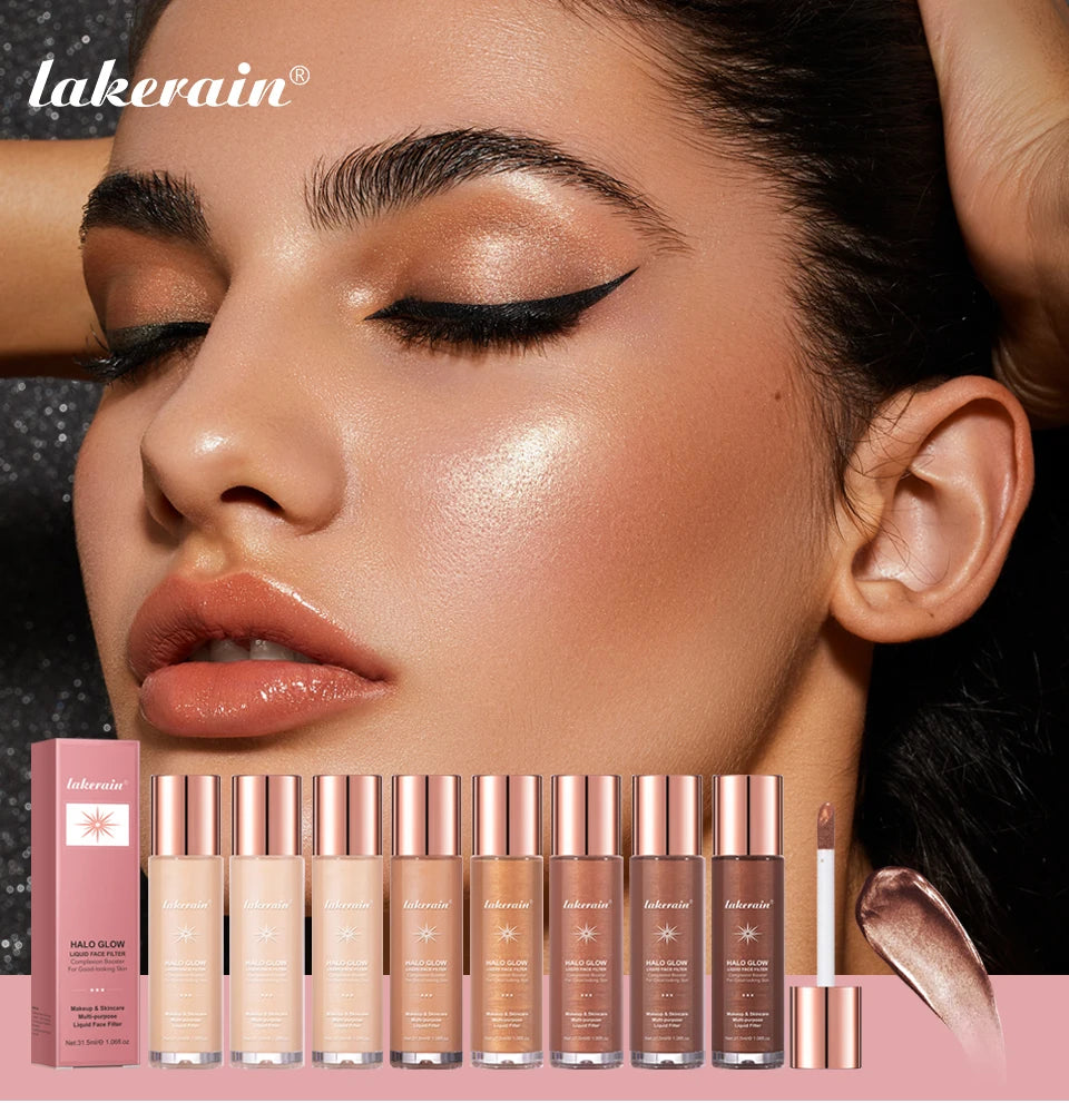 Enlumineur Liquide pour le Visage, Contouring, Illuminateur Pailleté, Illuminateur de Teint, Bronzer, Éclat pour Corps et Visage