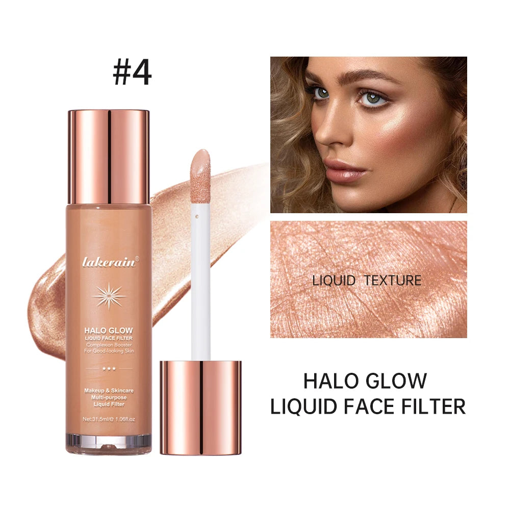 Enlumineur Liquide pour le Visage, Contouring, Illuminateur Pailleté, Illuminateur de Teint, Bronzer, Éclat pour Corps et Visage