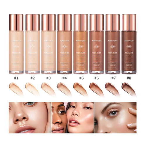 Enlumineur Liquide pour le Visage, Contouring, Illuminateur Pailleté, Illuminateur de Teint, Bronzer, Éclat pour Corps et Visage