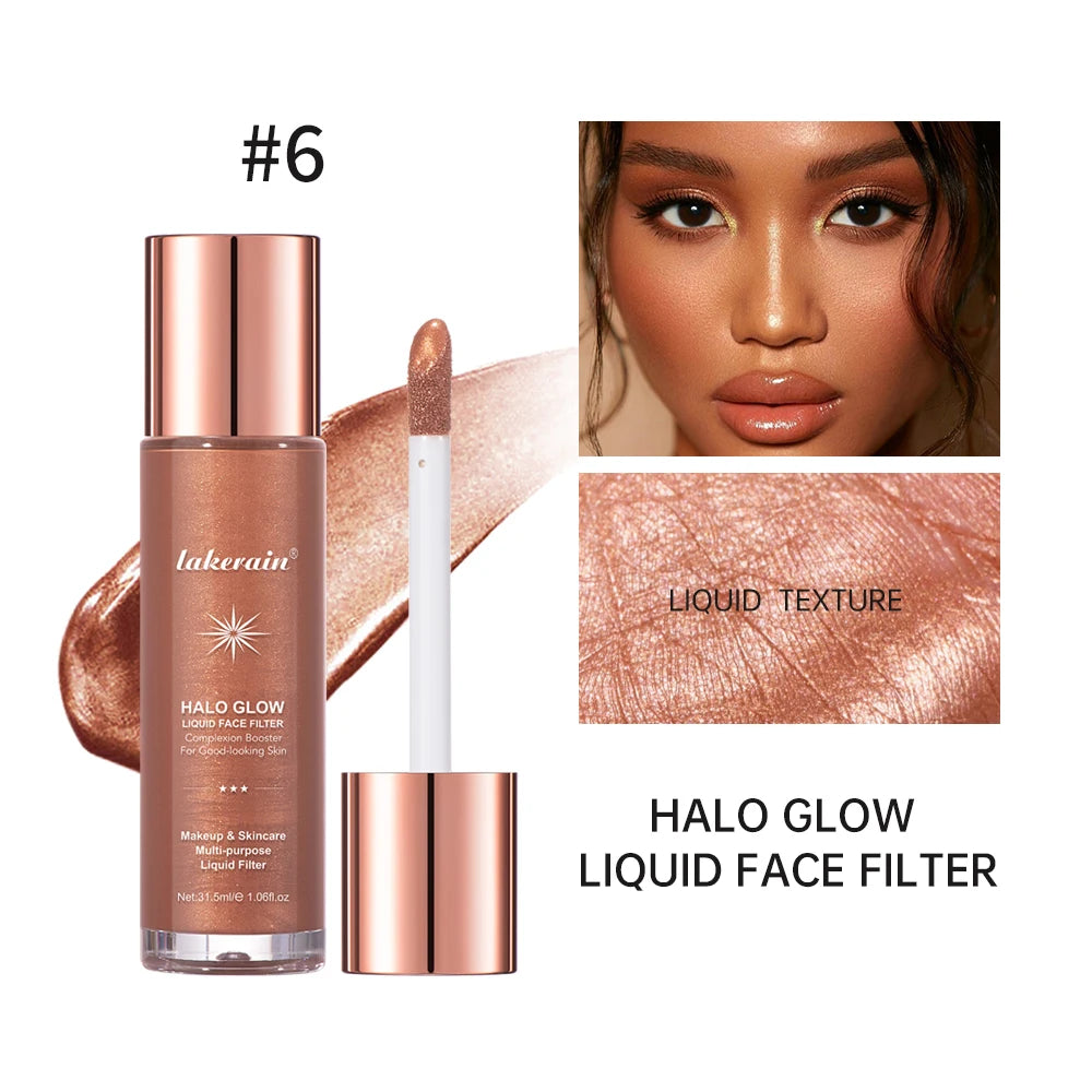 Enlumineur Liquide pour le Visage, Contouring, Illuminateur Pailleté, Illuminateur de Teint, Bronzer, Éclat pour Corps et Visage