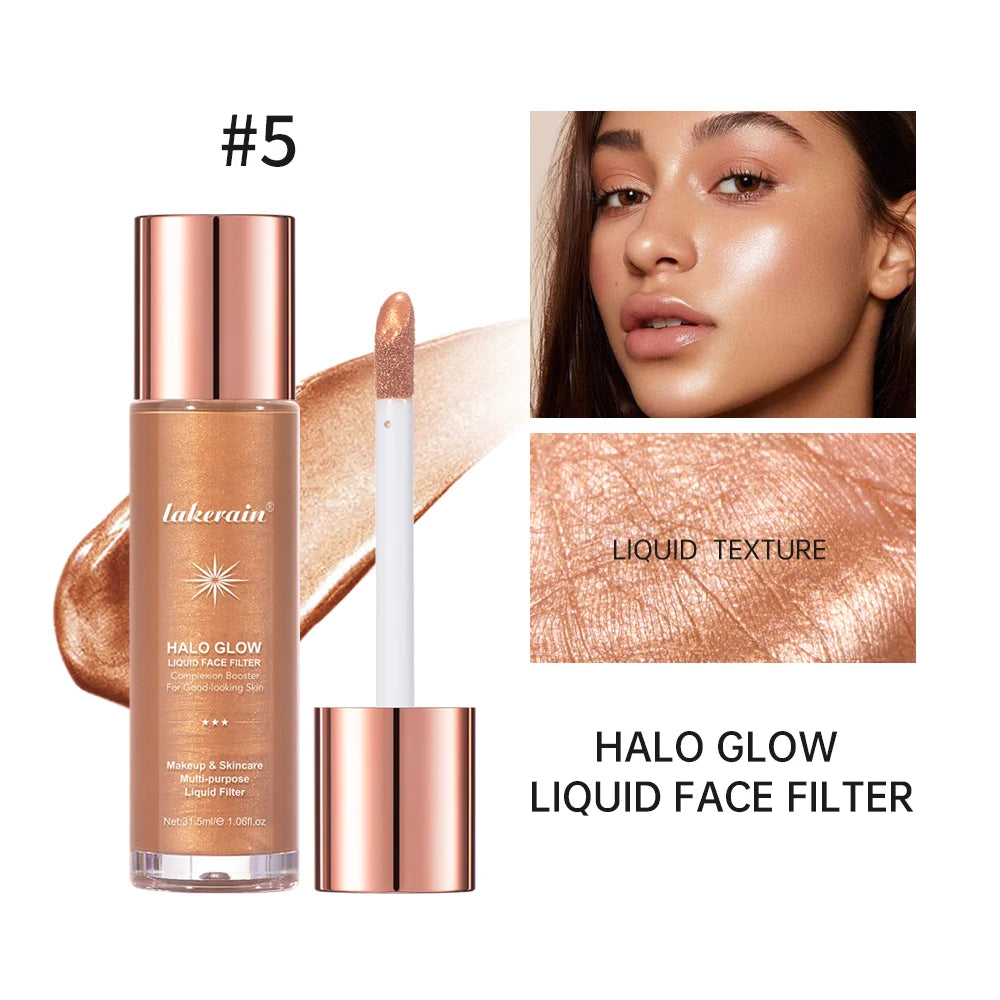 Enlumineur Liquide pour le Visage, Contouring, Illuminateur Pailleté, Illuminateur de Teint, Bronzer, Éclat pour Corps et Visage