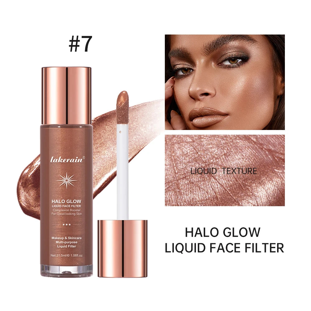 Enlumineur Liquide pour le Visage, Contouring, Illuminateur Pailleté, Illuminateur de Teint, Bronzer, Éclat pour Corps et Visage