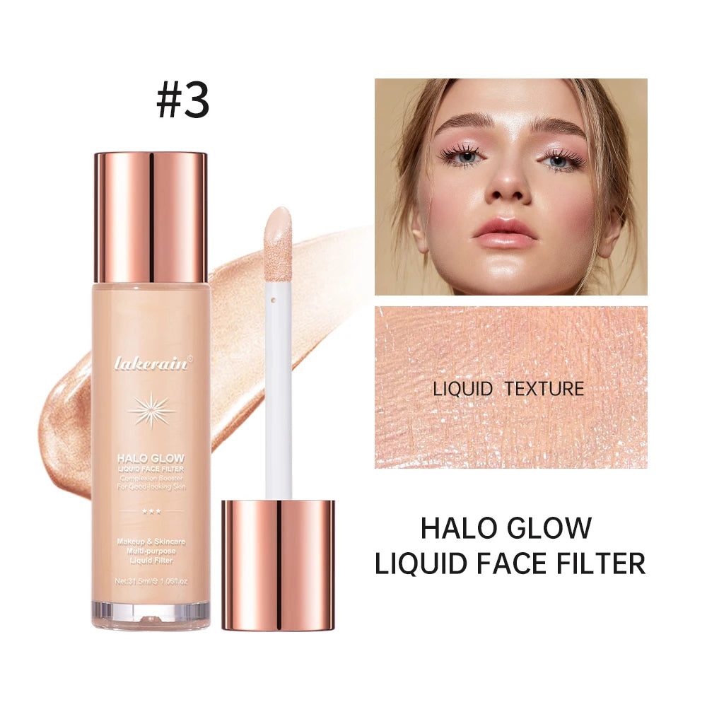 Enlumineur Liquide pour le Visage, Contouring, Illuminateur Pailleté, Illuminateur de Teint, Bronzer, Éclat pour Corps et Visage